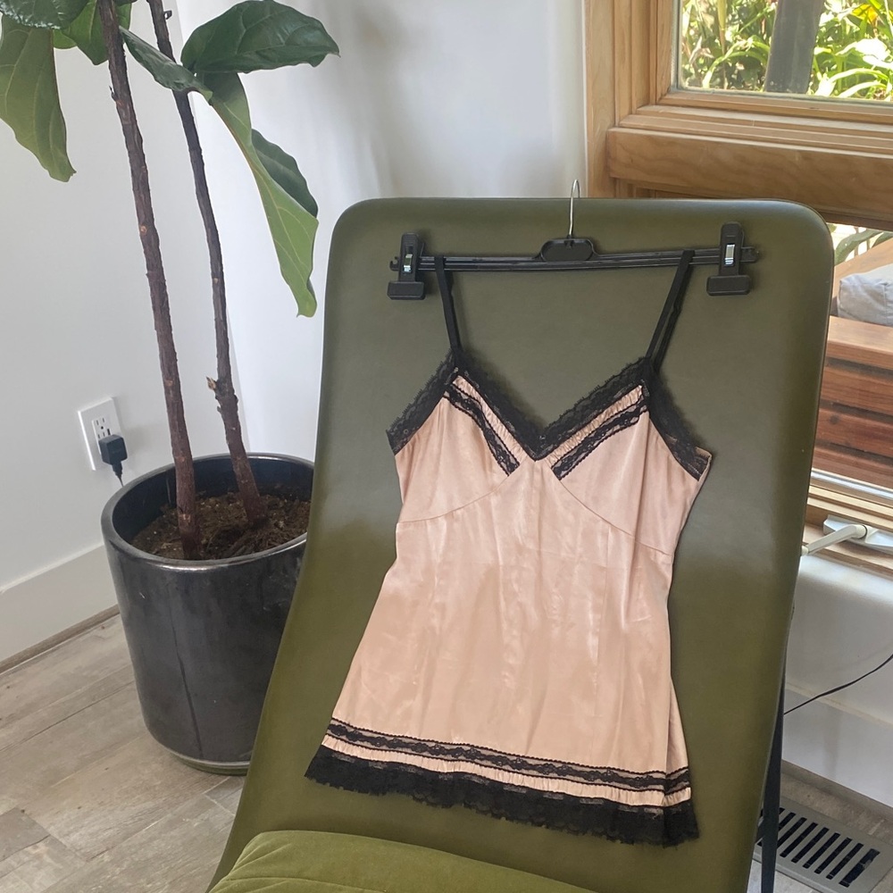 Moda International Blush Chemise with Black Lace